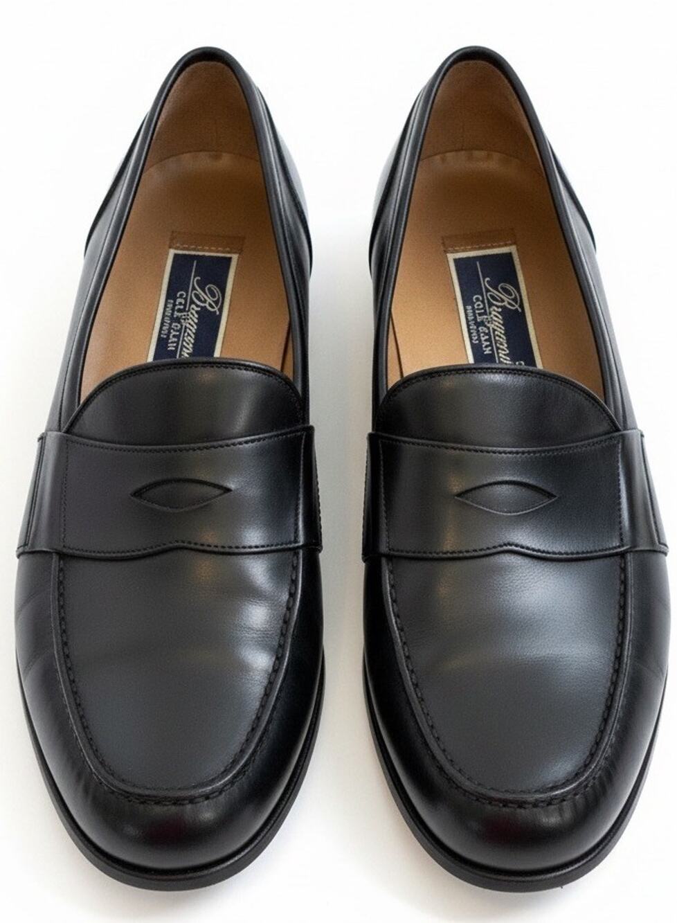 Vintage Bragano Cole Haan Italy Men 9.5 N Black Leather Dress Shoe Penny Loafers